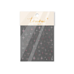Pink Blue Bowknot Star Lace Round Dot Starburst Spot Leopard Print 3D Self Adhesive Nail Art Decorations Sticker Manicure Decals (ONLINE ORDER ONLY)