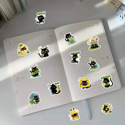 10/30/60PCS Cute Black Cat Stickers Toy DIY Notebook Phone Bike Fridge Skateboard Suitcase Waterproof Cartoon Decal Kids Sticker (ONLINE ORDER ONLY)
