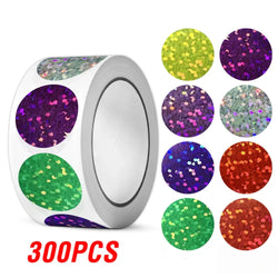 100-500pcs Holographic Color Round Stickers Wedding Gift Seal Labels Decor Stickers Kids Reward Foil Star Stationery Stickers (ONLINE ORDER ONLY)