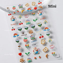 Charm Retro Bear Candy Cake Bowknot Rabbit Bunny Strawberry Footprint Muffin 3D Adhesive Nail Art Stickers Chic Manicure Decals (ONLINE ORDER ONLY)