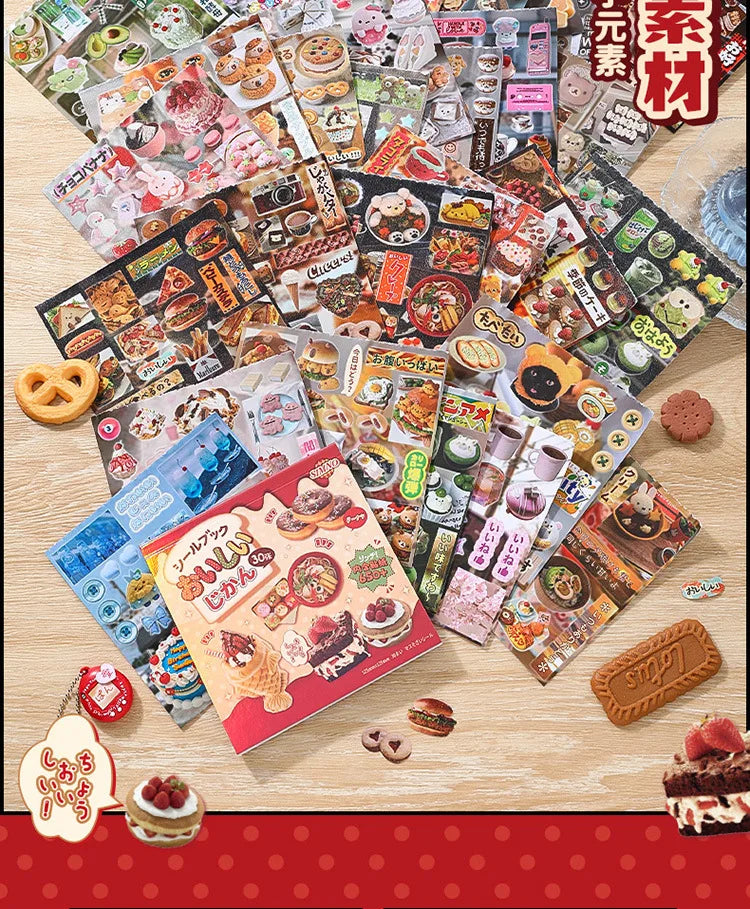 30 Pages Ins Retro Cute Dessert Cake Decorative Stickers Book Scrapbooking Phone Case DIY Journal Collage Material Sticker Gift (ONLINE ORDER ONLY)