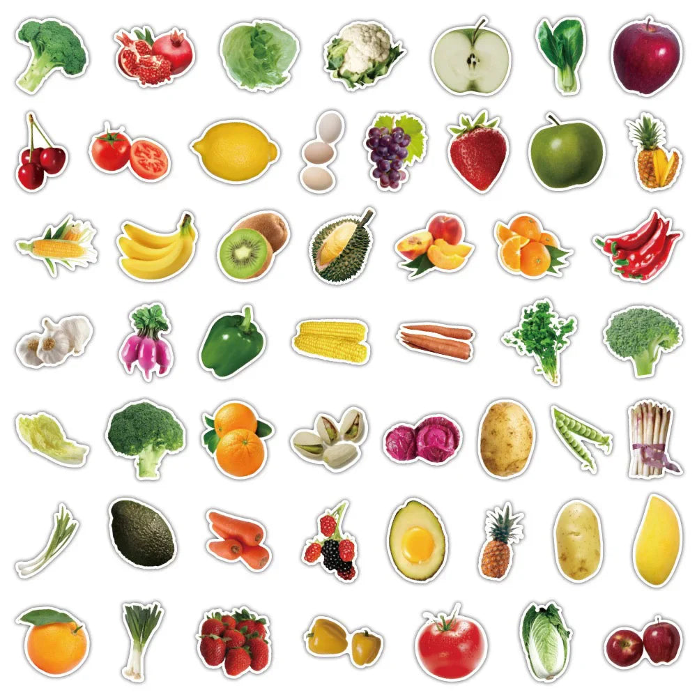 10/30/50PCS Green Food Vegetable and Fruit Sticker Packs (ONLINE ORDER ONLY)