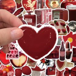 10/30/50PCS Cartoon Red Stickers Cute Ins Style Aesthetic Decals Gift Decoration For DIY Fridge Phone Bike Motorcycle Guitar Toy (ONLINE ORDER ONLY)