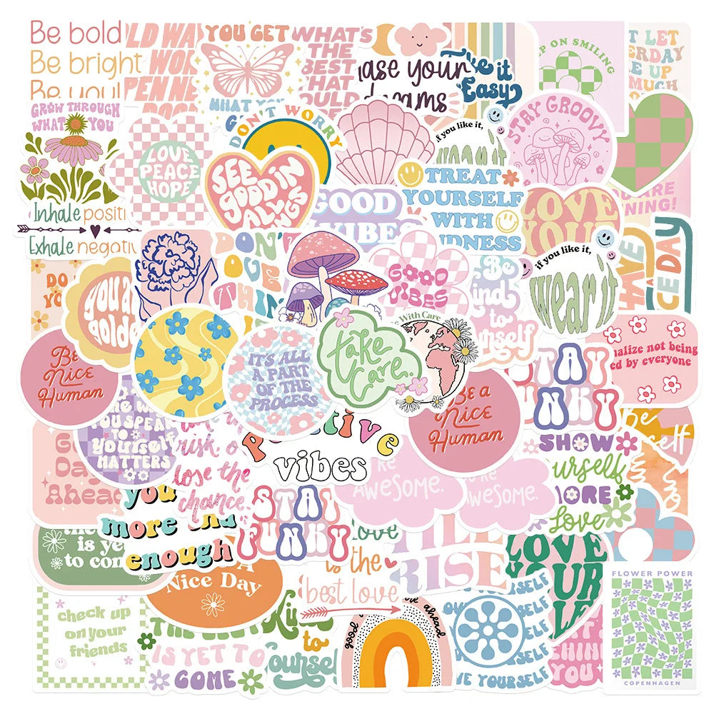 Pink Inspirational Stickers for DIY Phone Laptop Scrapbooking (10/50/100pcs) (Online Order Only)