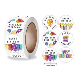 100-500pcs Cute Happy Birthday Sticker Birthday Gift Decoration Label Sealing Balloon Cake Label Packaging Scrapbook Sticker (Online Order Only)