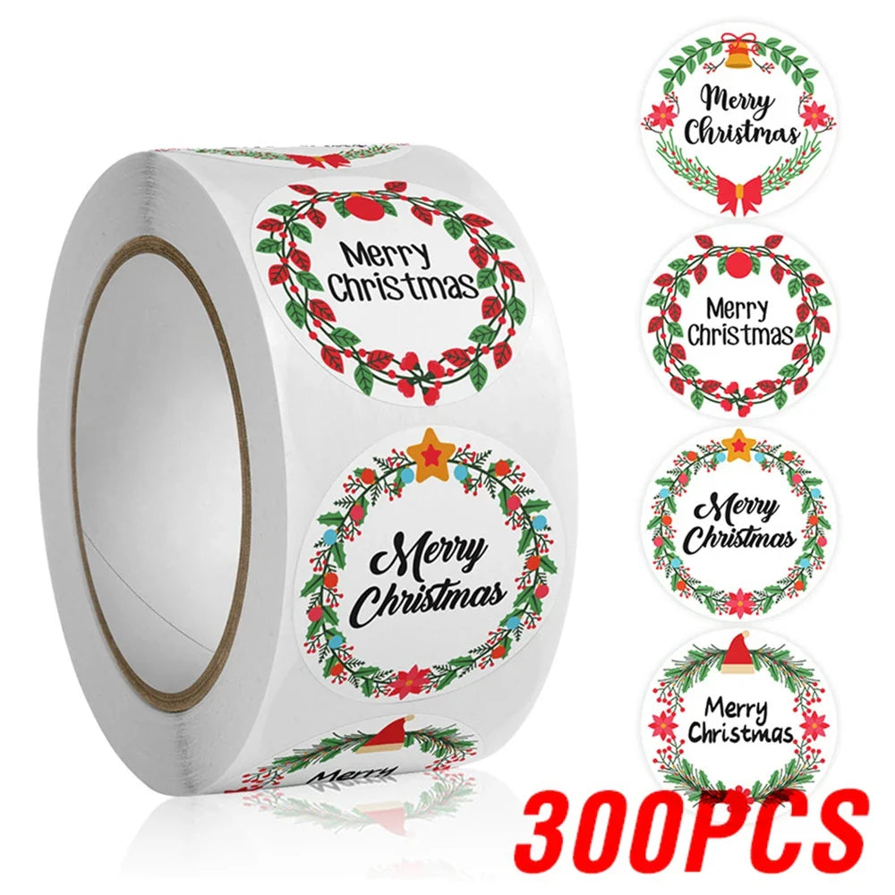100-500pcs Merry Christmas Santa Claus Labels Stickers for Gift Package Card Envelope Wrapping Party Baking Small Business (Online Order Only)