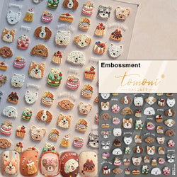 Cute Mango Dog Puppy Bear Bichon Blueberries Strawberry Cake Fruit Juice Desserts Corgi Adhesive Nail Art Sticker Manicure Decal (Online Order Only)
