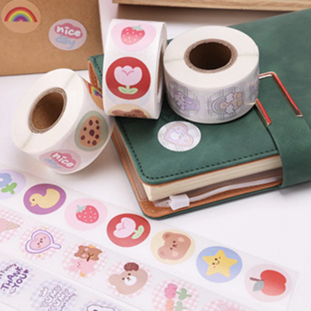500pcs/roll Animal Cartoon Stickers Kids Toy Stickers Various Cute Design Patterns School Teacher Reward Stationery Stickers (ONLINE ORDER ONLY)
