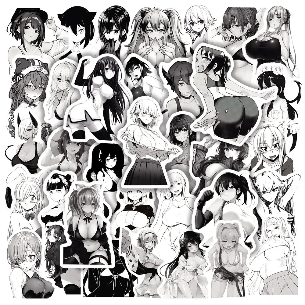 Anime Hentai Waifu Stickers Pack - Waterproof for Skateboard, Laptop, Phone, Car, Guitar (ONLINE ORDER ONLY)