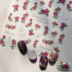 Bloomy Water Side Flower Delicate and Charming Peach Blossom Rose Garden Adhesive Nail Art Decorations Sticker Manicure Decals (ONLINE ORDER ONLY)