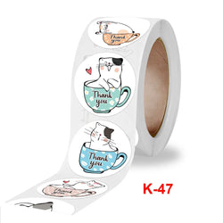 50-500pcs Cute Cartoon Cat Paw Thank You Stickers For Party Gift Decoration Packaging Label Reward Children Stationery Sticker (ONLINE ORDER ONLY)