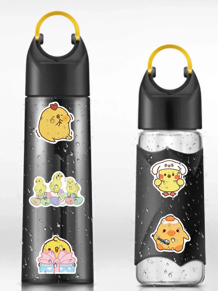 50/100pcs Cute Cartoon Little Yellow Chicken Stickers For Laptop Phone Water Bottle Waterproof Graffiti Bicycle Car Decals (ONLINE ORDER ONLY)