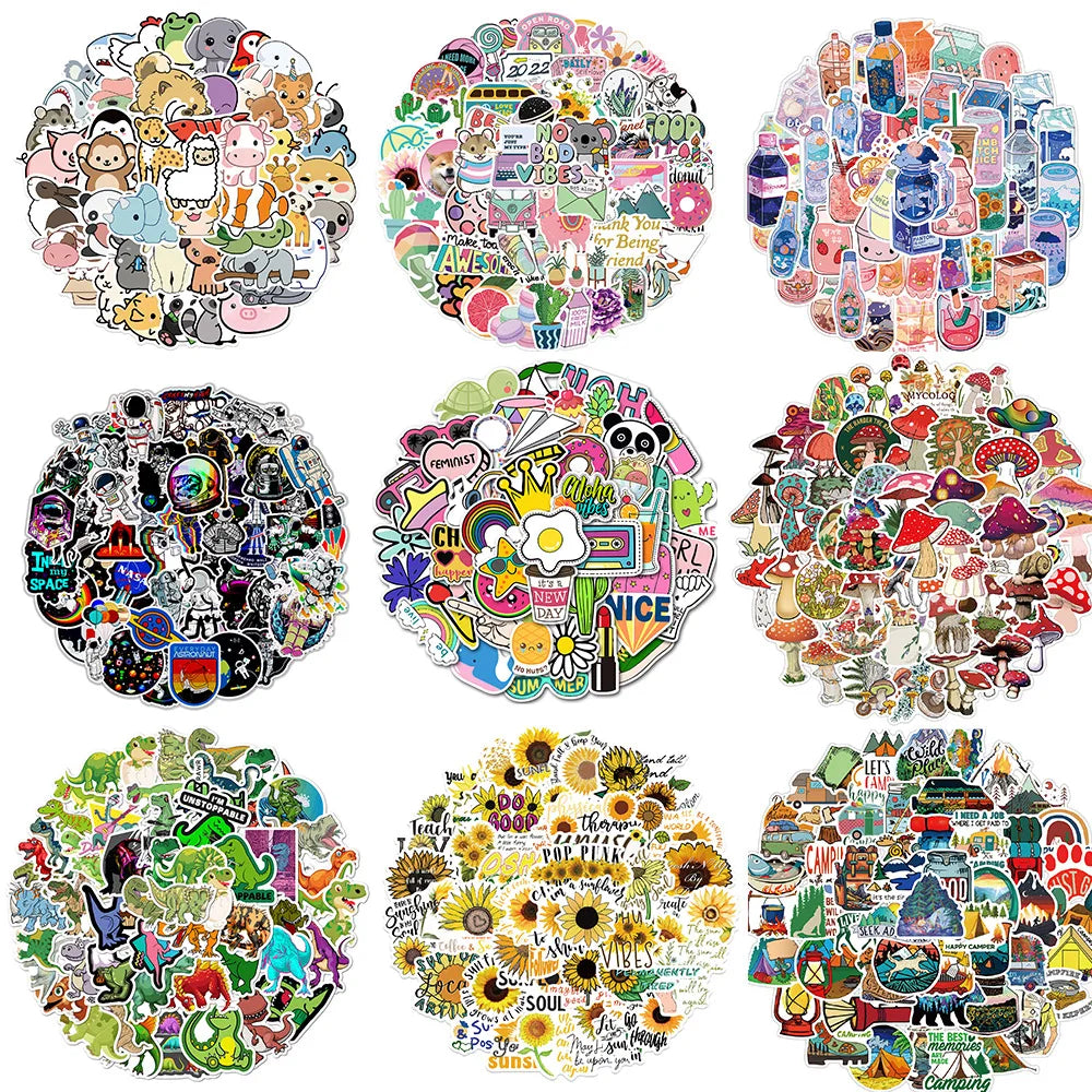 50PCS Kawaii Cute Cartoon PVC Sticker Aesthetic Children's Korean Decoration Scrapbooking Stationery School Supplies for Kids (ONLINE ORDER ONLY)
