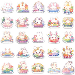 50pcs Cute Cartoon Rainbow Rabbite Animal Stickers For Laptop Phone Guitar Luggage Waterproof Graffiti Vinyl Car Decals (ONLINE ORDER ONLY)