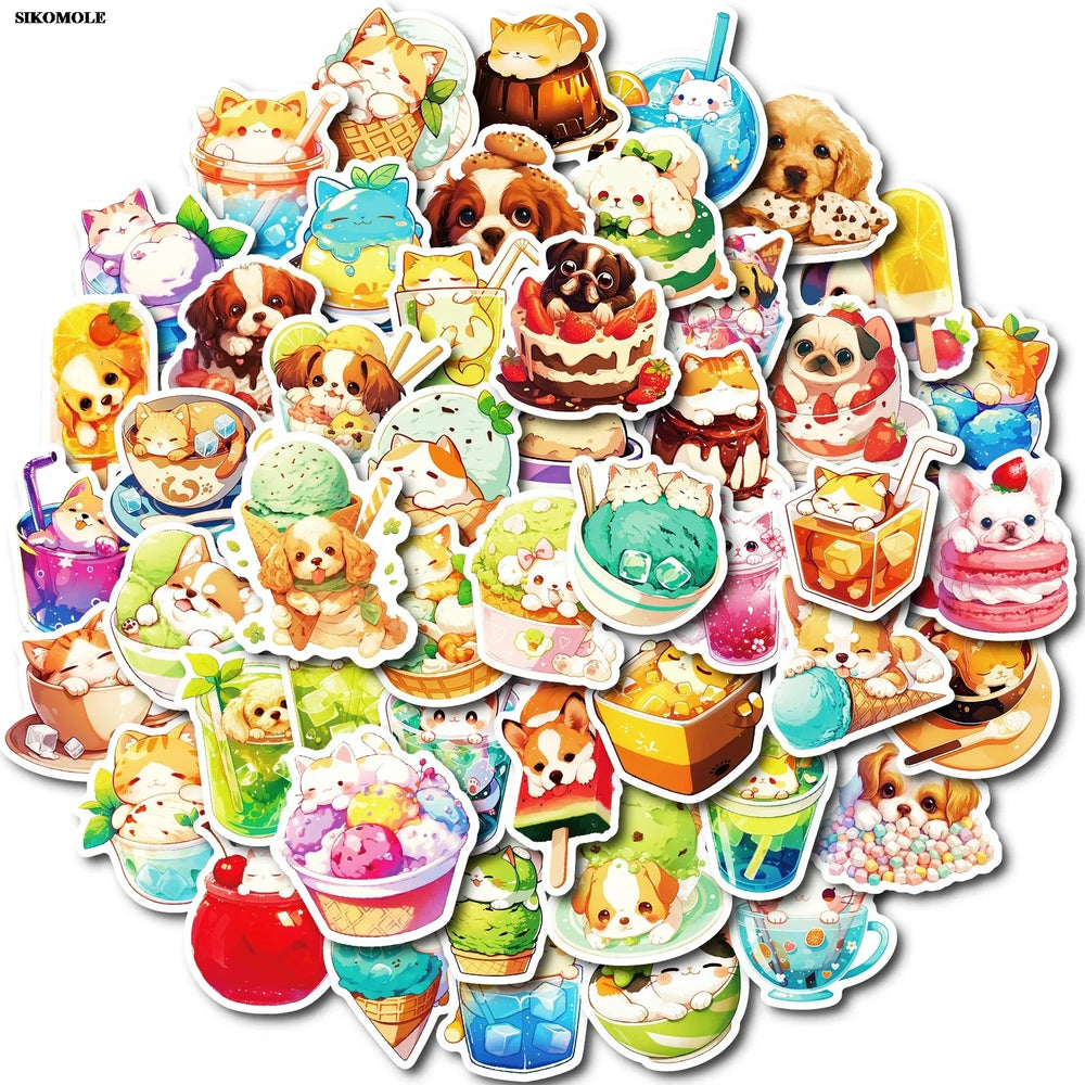 Cute Animal Food Stickers Pack - DIY Laptop, Bike, Skateboard Decor (Online Order Only)