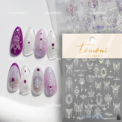 Colorful Geometric Gem Wing Love Heart Bowknot Moon Star Figure Totem Line Retro Self Adhesive Nail Art Stickers Manicure Decals (ONLINE ORDER ONLY)