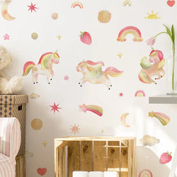Boho Unicorn Rainbow Wall Stickers for Kids Room Decor (Online Order Only)
