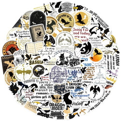 Cool Novel Fourth Wing Cartoon Stickers - 10/30/50/100PCS Waterproof for Laptop, Luggage, Guitar, Snowboard (Online Order Only)