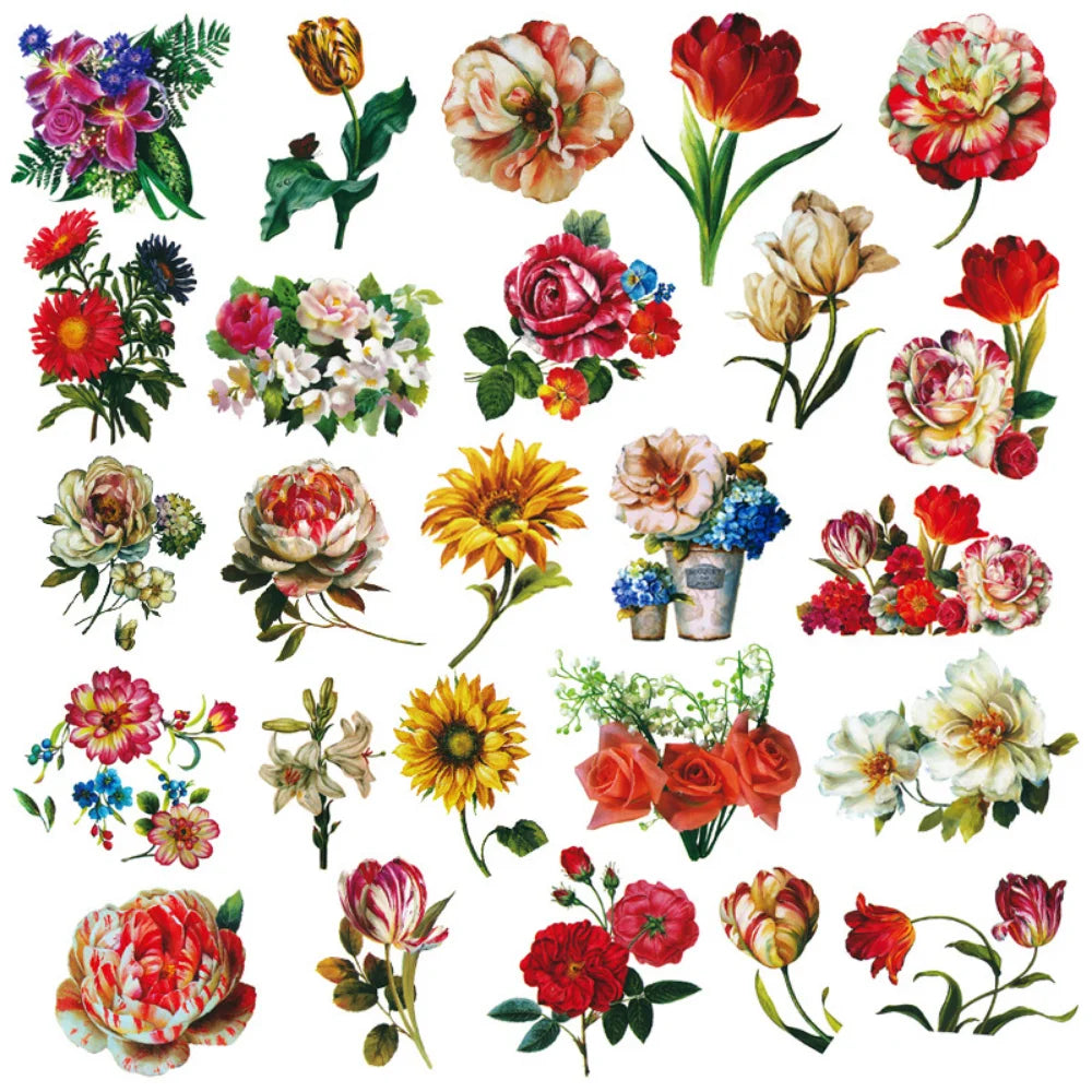 10/50Pcs Cartoon Flower Plants Stickers Laptop Skateboard Decoration Styling Vinyl Decals DIY scrapbooking album Sticker (ONLINE ORDER ONLY)