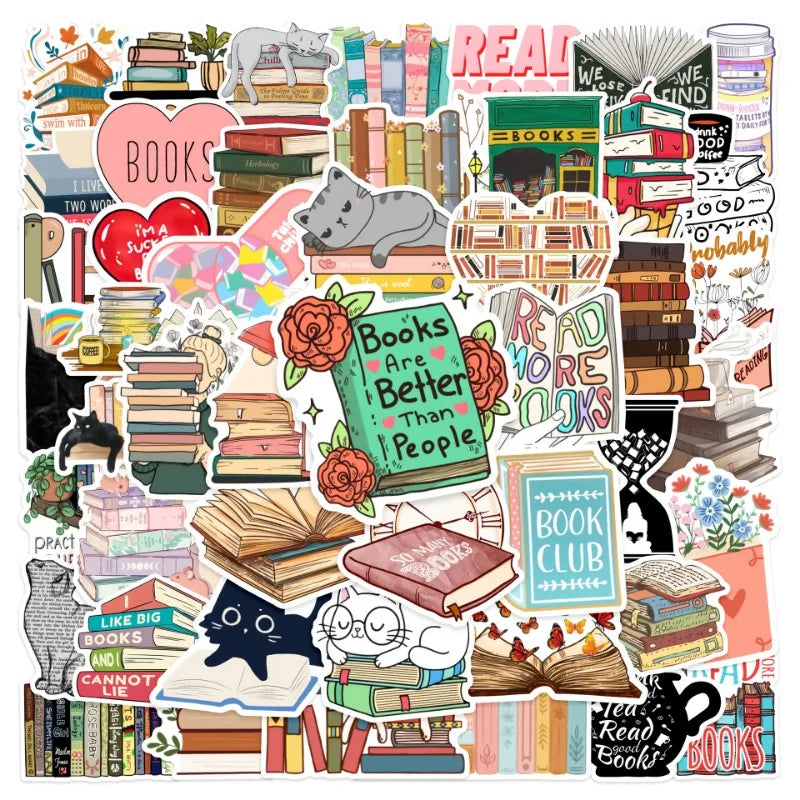 Reading Book Stickers for DIY Suitcase Water Bottle Phone Laptop Scrapbooking Skateboard (Online Order Only)