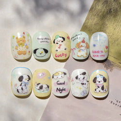 Cute Bear Star Dog Bowknot Love Heart Good Night Bone Bread Flower Self Adhesive Nail Art Decorations Stickers Manicure Decals (Online Order Only)