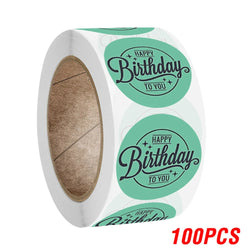 100-500pcs Cute Happy Birthday Sticker Birthday Gift Decoration Label Sealing Balloon Cake Label Packaging Scrapbook Sticker (Online Order Only)