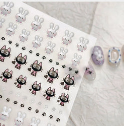 Black Cat Kitten Rabbit Cat's Paw Bowknot Tie Bunny Animals Love Heart Jelly Adhesive Nail Art Stickers Manicure Decal Wholesale (ONLINE ORDER ONLY)