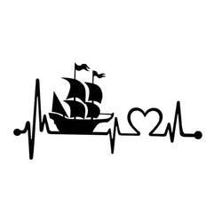 Pirate Ship Heartbeat Lifeline Decal Vinyl Car Sticker (Online Order Only)