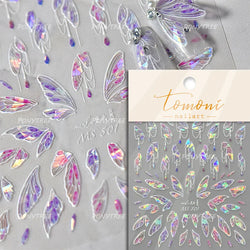 Transparent Purple Pink Gradient Wing Pinion Feather Housefly Wings Shiny Adhesive Nail Art Decoration Stickers Manicure Decals (ONLINE ORDER ONLY)