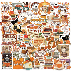 10/50pcs Cute Fall Bookish Reading Books Stickers Kindle Aesthetic Girls Decals Scrapbooking Ipad Phone Laptop Diary Sticker (Online Order Only)