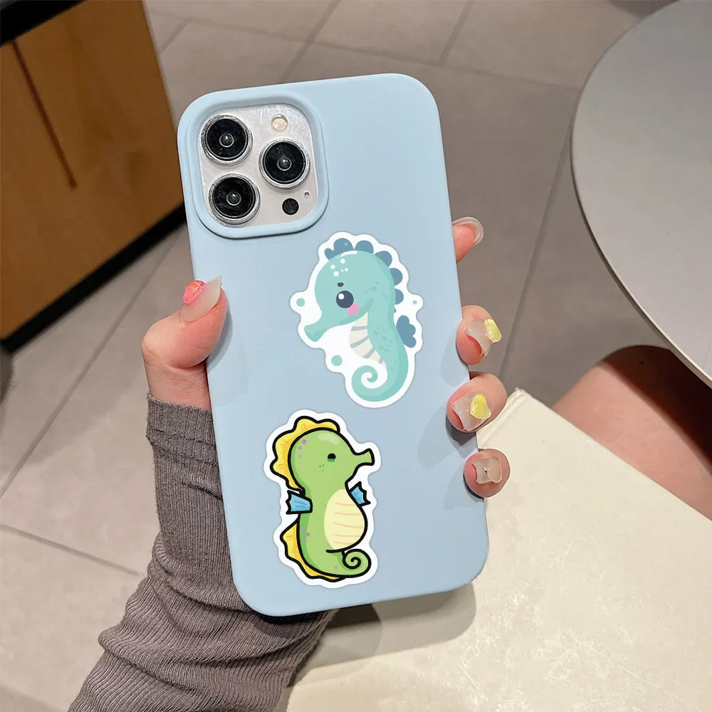 10/30/55PCS Cute Seahorse Stickers Marine Organism Cartoon Decals Kawaii Animal Toy Luggage Laptop Phone Guitar Bike Skateboard (ONLINE ORDER ONLY)