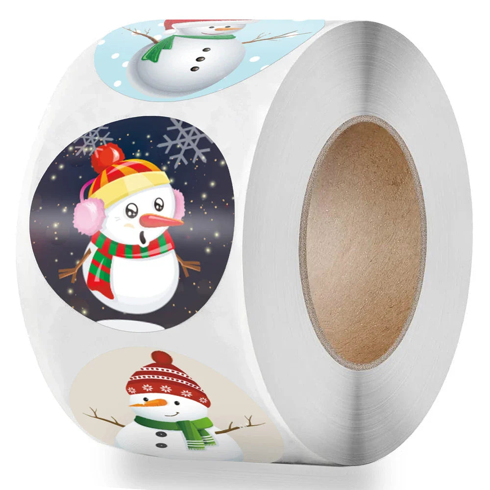 100-500pcs Round Merry Christmas Stickers Thank You Card Box Package Label Sealing Stickers Wedding Decor Stationery Sticker (Online Order Only)