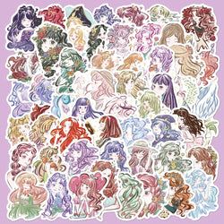 50pcs Cartoon Flower Graffiti Stickers for Helmet, Wall, DIY Decoration (Online Order Only)