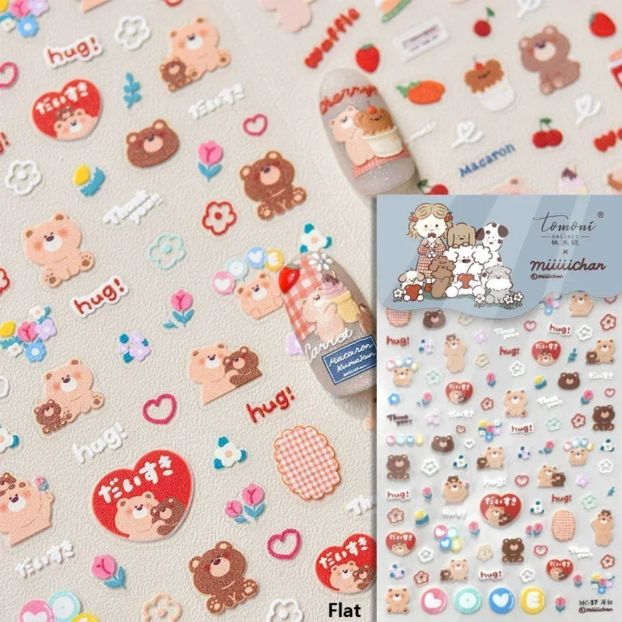 Bowknot Bear Cake Chocolates Food Star Cherry Apple Cook Love Heart Adhesive Nail Art Sticker Rhinestone Reliefs Manicure Decal (ONLINE ORDER ONLY)