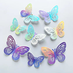 60pcs/Pack 3D Colorful Silver Butterflies DIY Wedding Festival Party Balloon Decoration Wall Hollow Butterfly Sticker (ONLINE ORDER ONLY)