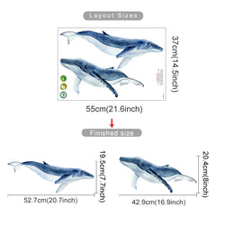 Cartoon Whale Wall Stickers for Bathroom Nursery Decor Removable Decals (Online Order Only)