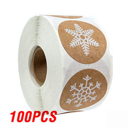 100-500Pcs Gold Snowflake Christmas Stickers Candy Bag Envelopes Sealing Label Christmas Gifts Box Decorations Sticker (ONLINE ORDER ONLY)