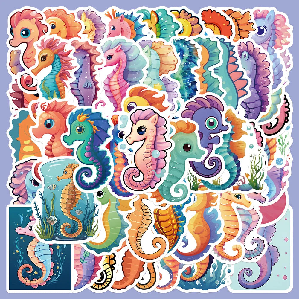 50pcs Cute Seahorse Graffiti Stickers for Helmet, Wall, DIY Decoration (ONLINE ORDER ONLY)