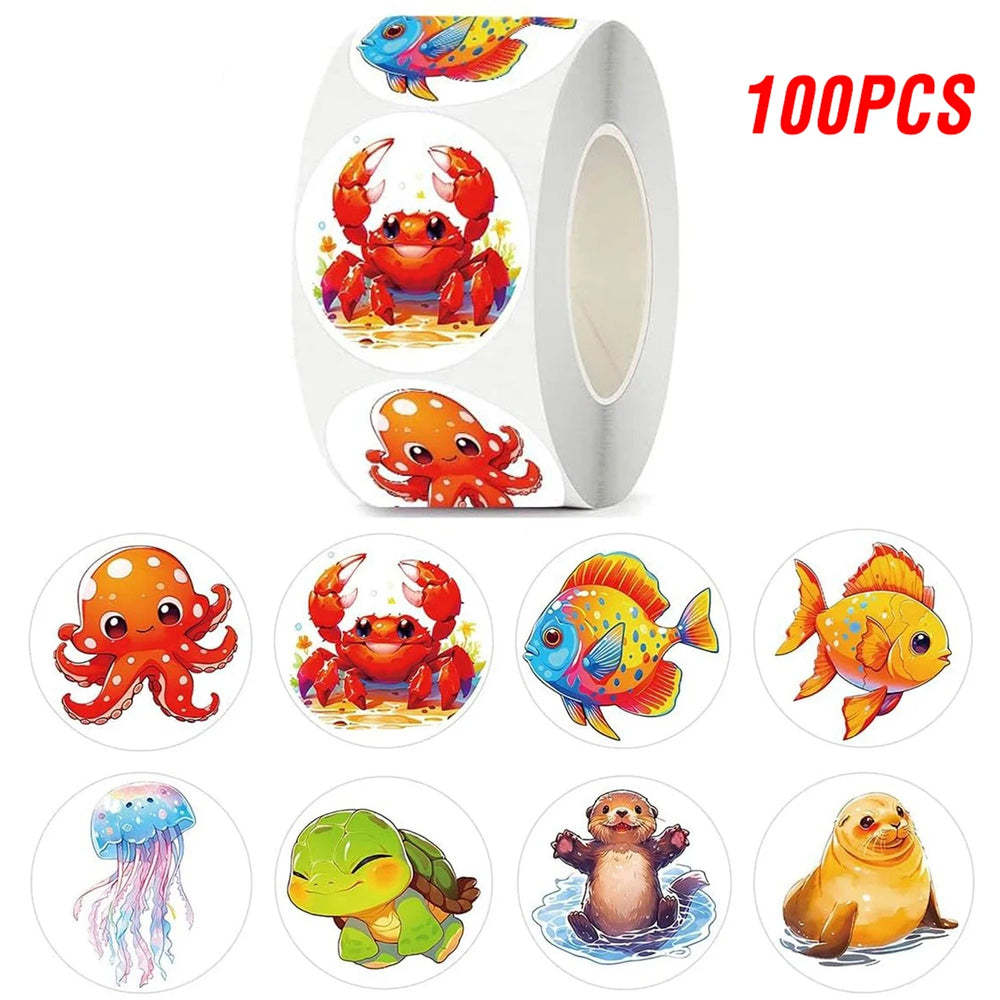 100-500pcs Cartoon Marine Animals Stickers Reward Stickers Party Gift Seal Label Children Stationery Stickers (ONLINE ORDER ONLY)
