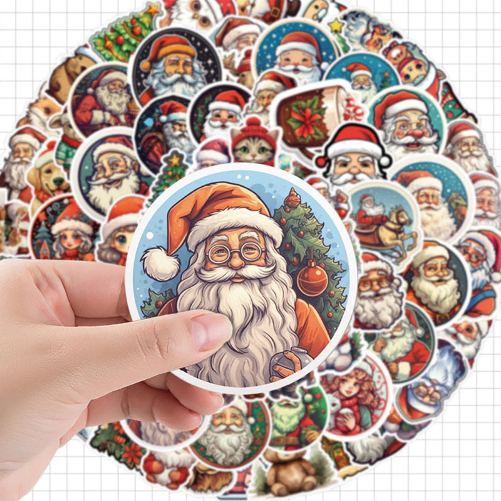 10/30/50/100pcs Kawaii Retro Christmas Stickers Decals Laptop Skateboard Phone Suitcase Fridge Decoration Sticker for Kids Toys (ONLINE ORDER ONLY)