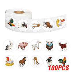 100-500pcs Cartoon Farm Animals Stickers Gift Packaging Lables Stickers Hand Account Sealing Label Reward Sticker Kids Toy (Online Order Only)