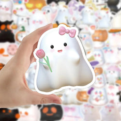 10/30/60PCS Cute Cartoon 3D Ghost Stickers Halloween Decoration Decals For Skateboard Fridge Bike Notebook Car Sticker DIY Toys (Online Order Only)