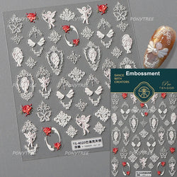 White Black Wings Feather Angel Demon Devil Dreamy Hot Stamping English Letter Adhesive Nail Art Stickers Manicure Tool Decals (Online Order Only)