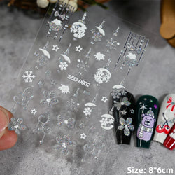 5D Embossed Gingerbread Man Nail Art Sticker Cute Christmas Winter Santa Claus Snowflake Elk Engraved Slider Manicure Decoration (ONLINE ORDER ONLY)