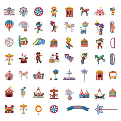 10/50PCS Playground Amusement Park Stickers Cute Ferris Wheel Small Train Paradise Circus Sticker for Stationery Scrapbooking (ONLINE ORDER ONLY)