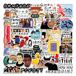 50pcs Friends Cartoon Stickers for Laptop, Phone, Water Bottle, Scooter, Suitcase, Refrigerator (Online Order Only)