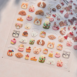 Cute Mango Dog Puppy Bear Bichon Blueberries Strawberry Cake Fruit Juice Desserts Corgi Adhesive Nail Art Sticker Manicure Decal (Online Order Only)