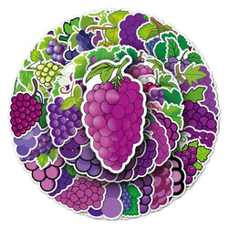 50Pcs Grape Cartoon Waterproof Vinyl Stickers for Skateboard Snowboard (ONLINE ORDER ONLY)