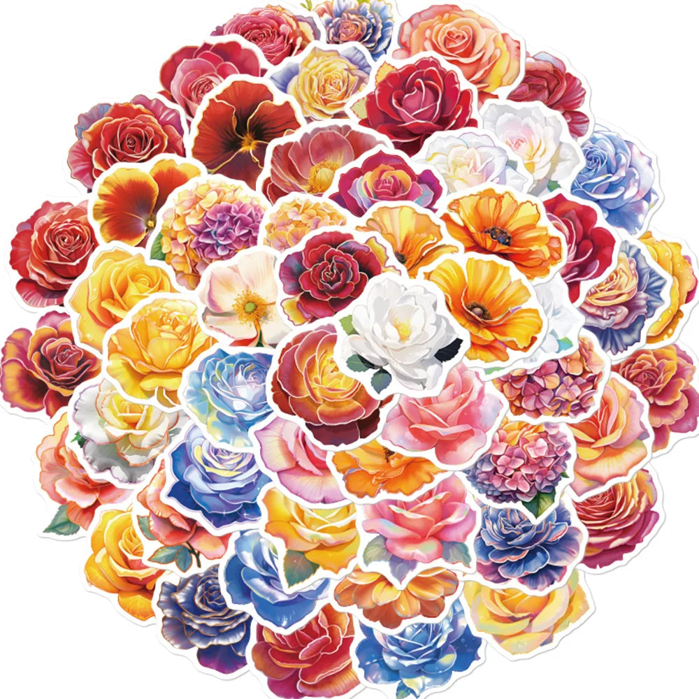 10/50Pcs Beautiful Colorful Pretty Flower Stickers Blooming Laptop Guitar Luggage Kid Toy Decal Graffiti Sticker 2023 (ONLINE ORDER ONLY)