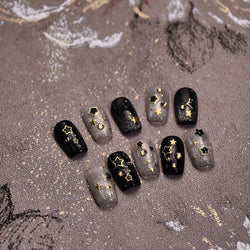 Hollow Out Black Gold Star Starburst Round Dot Night-time Tiny Spot Self Adhesive Nail Art Stickers Manicure Decals Wholesale (ONLINE ORDER ONLY)